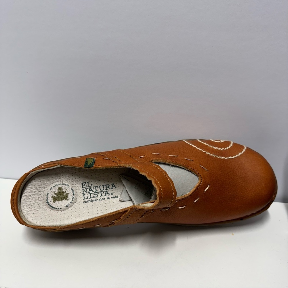 NWT El Naturalista Women’s Brown Leather Slip-On Clogs Size 10 - Picture 6 of 13